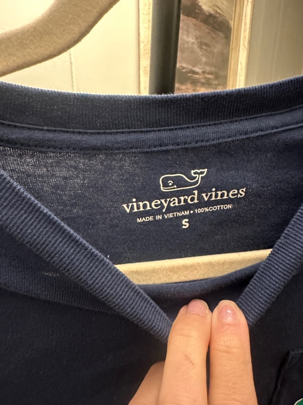 Vineyard Vines Navy St Patrick’s Day Long-Sleeve Pocket Tee with Whale Patch - Picture 5 of 6
